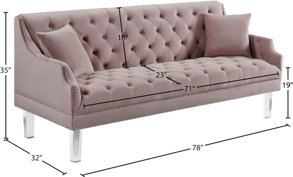 Roxy Acrylic / Velvet / Engineered Wood / Metal / Foam Contemporary Pink Velvet Sofa - 78" W x 32" D x 35" H