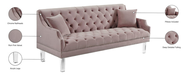 Roxy Acrylic / Velvet / Engineered Wood / Metal / Foam Contemporary Pink Velvet Sofa - 78" W x 32" D x 35" H