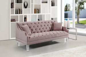 Roxy Acrylic / Velvet / Engineered Wood / Metal / Foam Contemporary Pink Velvet Sofa - 78" W x 32" D x 35" H