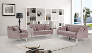 Roxy Acrylic / Velvet / Engineered Wood / Metal / Foam Contemporary Pink Velvet Sofa - 78" W x 32" D x 35" H