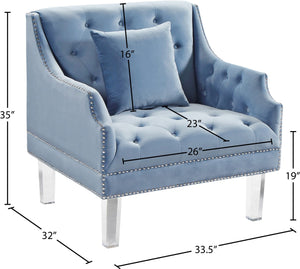 Roxy Acrylic / Velvet / Engineered Wood / Metal / Foam Contemporary Sky Blue Velvet Chair - 33.5" W x 32" D x 35" H