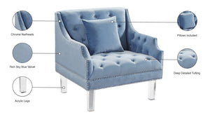 Roxy Acrylic / Velvet / Engineered Wood / Metal / Foam Contemporary Sky Blue Velvet Chair - 33.5" W x 32" D x 35" H