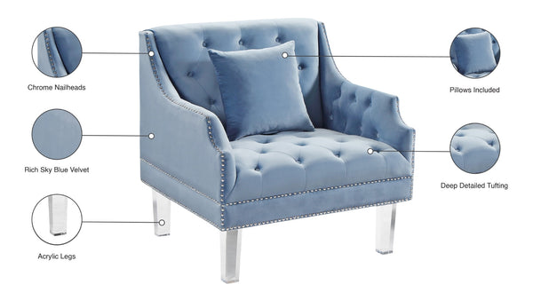 Roxy Acrylic / Velvet / Engineered Wood / Metal / Foam Contemporary Sky Blue Velvet Chair - 33.5" W x 32" D x 35" H