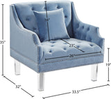Roxy Acrylic / Velvet / Engineered Wood / Metal / Foam Contemporary Sky Blue Velvet Chair - 33.5" W x 32" D x 35" H