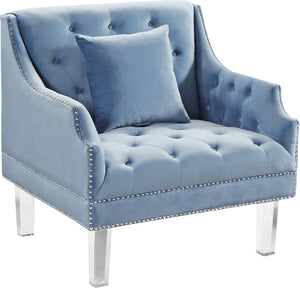 Roxy Acrylic / Velvet / Engineered Wood / Metal / Foam Contemporary Sky Blue Velvet Chair - 33.5" W x 32" D x 35" H
