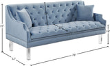 Roxy Acrylic / Velvet / Engineered Wood / Metal / Foam Contemporary Sky Blue Velvet Sofa - 78" W x 32" D x 35" H