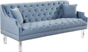 Roxy Acrylic / Velvet / Engineered Wood / Metal / Foam Contemporary Sky Blue Velvet Sofa - 78" W x 32" D x 35" H