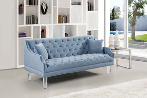 Roxy Acrylic / Velvet / Engineered Wood / Metal / Foam Contemporary Sky Blue Velvet Sofa - 78" W x 32" D x 35" H