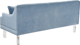 Roxy Acrylic / Velvet / Engineered Wood / Metal / Foam Contemporary Sky Blue Velvet Sofa - 78" W x 32" D x 35" H