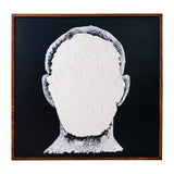 Contemporary 47x47, Hand Painted Blank Face Man, Ivory/black
