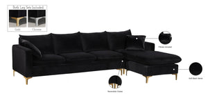 Naomi Velvet / Engineered Wood / Metal / Foam Contemporary Black Velvet 2pc. Reversible Sectional - 110" W x 66" D x 33" H
