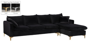 Naomi Velvet / Engineered Wood / Metal / Foam Contemporary Black Velvet 2pc. Reversible Sectional - 110" W x 66" D x 33" H