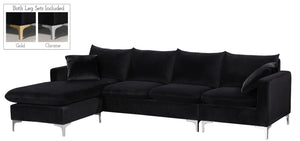 Naomi Velvet / Engineered Wood / Metal / Foam Contemporary Black Velvet 2pc. Reversible Sectional - 110" W x 66" D x 33" H