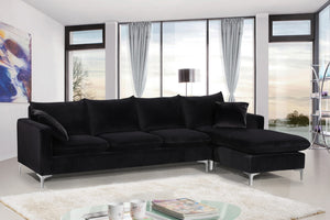 Naomi Velvet / Engineered Wood / Metal / Foam Contemporary Black Velvet 2pc. Reversible Sectional - 110" W x 66" D x 33" H