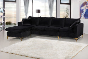 Naomi Velvet / Engineered Wood / Metal / Foam Contemporary Black Velvet 2pc. Reversible Sectional - 110" W x 66" D x 33" H