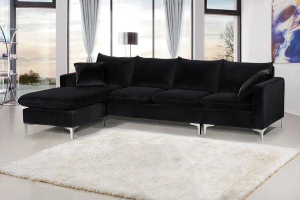 Naomi Velvet / Engineered Wood / Metal / Foam Contemporary Black Velvet 2pc. Reversible Sectional - 110" W x 66" D x 33" H
