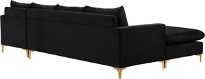Naomi Velvet / Engineered Wood / Metal / Foam Contemporary Black Velvet 2pc. Reversible Sectional - 110" W x 66" D x 33" H