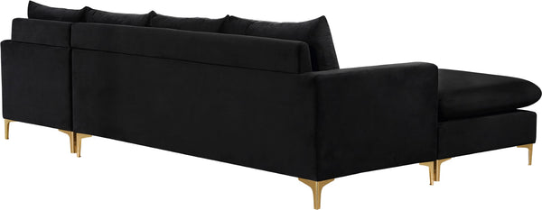 Naomi Velvet / Engineered Wood / Metal / Foam Contemporary Black Velvet 2pc. Reversible Sectional - 110" W x 66" D x 33" H