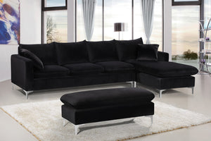 Naomi Velvet / Engineered Wood / Metal / Foam Contemporary Black Velvet 2pc. Reversible Sectional - 110" W x 66" D x 33" H