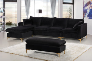 Naomi Velvet / Engineered Wood / Metal / Foam Contemporary Black Velvet 2pc. Reversible Sectional - 110" W x 66" D x 33" H