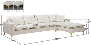 Naomi Velvet / Engineered Wood / Metal / Foam Contemporary Cream Velvet 2pc. Reversible Sectional - 110" W x 66" D x 33" H