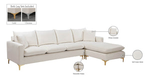 Naomi Velvet / Engineered Wood / Metal / Foam Contemporary Cream Velvet 2pc. Reversible Sectional - 110" W x 66" D x 33" H