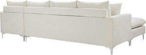 Naomi Velvet / Engineered Wood / Metal / Foam Contemporary Cream Velvet 2pc. Reversible Sectional - 110" W x 66" D x 33" H