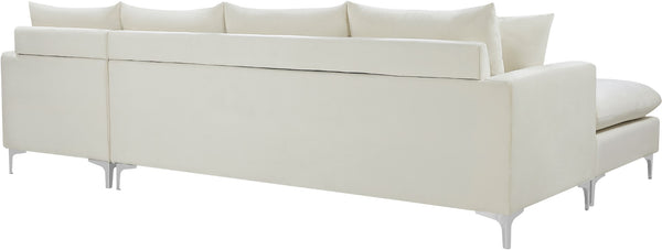 Naomi Velvet / Engineered Wood / Metal / Foam Contemporary Cream Velvet 2pc. Reversible Sectional - 110" W x 66" D x 33" H