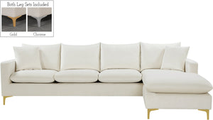 Naomi Velvet / Engineered Wood / Metal / Foam Contemporary Cream Velvet 2pc. Reversible Sectional - 110" W x 66" D x 33" H