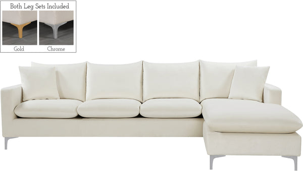 Naomi Velvet / Engineered Wood / Metal / Foam Contemporary Cream Velvet 2pc. Reversible Sectional - 110" W x 66" D x 33" H