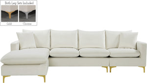 Naomi Velvet / Engineered Wood / Metal / Foam Contemporary Cream Velvet 2pc. Reversible Sectional - 110" W x 66" D x 33" H