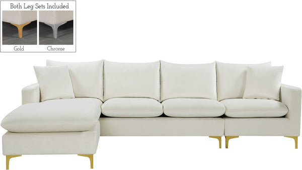 Naomi Velvet / Engineered Wood / Metal / Foam Contemporary Cream Velvet 2pc. Reversible Sectional - 110" W x 66" D x 33" H