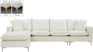 Naomi Velvet / Engineered Wood / Metal / Foam Contemporary Cream Velvet 2pc. Reversible Sectional - 110" W x 66" D x 33" H