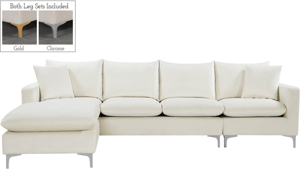 Naomi Velvet / Engineered Wood / Metal / Foam Contemporary Cream Velvet 2pc. Reversible Sectional - 110" W x 66" D x 33" H