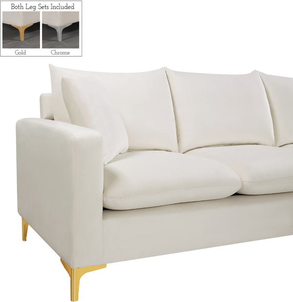 Naomi Velvet / Engineered Wood / Metal / Foam Contemporary Cream Velvet 2pc. Reversible Sectional - 110" W x 66" D x 33" H