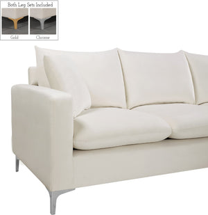 Naomi Velvet / Engineered Wood / Metal / Foam Contemporary Cream Velvet 2pc. Reversible Sectional - 110" W x 66" D x 33" H