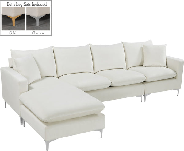 Naomi Velvet / Engineered Wood / Metal / Foam Contemporary Cream Velvet 2pc. Reversible Sectional - 110" W x 66" D x 33" H