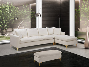 Naomi Velvet / Engineered Wood / Metal / Foam Contemporary Cream Velvet 2pc. Reversible Sectional - 110" W x 66" D x 33" H