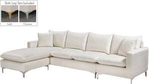 Naomi Velvet / Engineered Wood / Metal / Foam Contemporary Cream Velvet 2pc. Reversible Sectional - 110" W x 66" D x 33" H