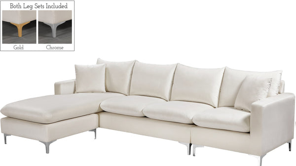 Naomi Velvet / Engineered Wood / Metal / Foam Contemporary Cream Velvet 2pc. Reversible Sectional - 110" W x 66" D x 33" H