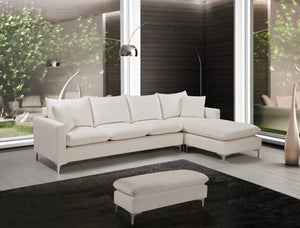 Naomi Velvet / Engineered Wood / Metal / Foam Contemporary Cream Velvet 2pc. Reversible Sectional - 110" W x 66" D x 33" H
