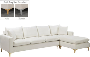 Naomi Velvet / Engineered Wood / Metal / Foam Contemporary Cream Velvet 2pc. Reversible Sectional - 110" W x 66" D x 33" H