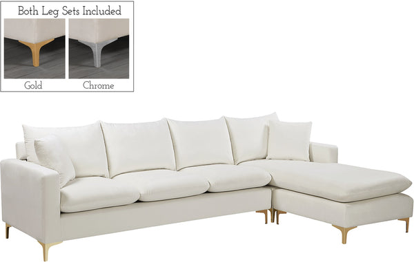 Naomi Velvet / Engineered Wood / Metal / Foam Contemporary Cream Velvet 2pc. Reversible Sectional - 110" W x 66" D x 33" H