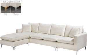 Naomi Velvet / Engineered Wood / Metal / Foam Contemporary Cream Velvet 2pc. Reversible Sectional - 110" W x 66" D x 33" H