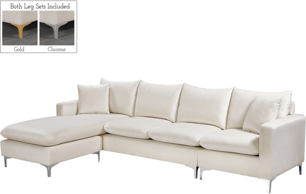 Naomi Velvet / Engineered Wood / Metal / Foam Contemporary Cream Velvet 2pc. Reversible Sectional - 110" W x 66" D x 33" H