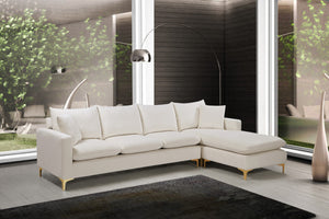 Naomi Velvet / Engineered Wood / Metal / Foam Contemporary Cream Velvet 2pc. Reversible Sectional - 110" W x 66" D x 33" H