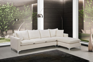 Naomi Velvet / Engineered Wood / Metal / Foam Contemporary Cream Velvet 2pc. Reversible Sectional - 110" W x 66" D x 33" H