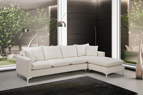 Naomi Velvet / Engineered Wood / Metal / Foam Contemporary Cream Velvet 2pc. Reversible Sectional - 110" W x 66" D x 33" H