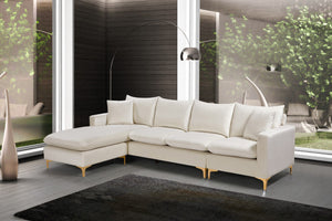 Naomi Velvet / Engineered Wood / Metal / Foam Contemporary Cream Velvet 2pc. Reversible Sectional - 110" W x 66" D x 33" H