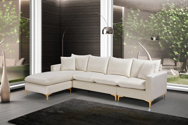 Naomi Velvet / Engineered Wood / Metal / Foam Contemporary Cream Velvet 2pc. Reversible Sectional - 110" W x 66" D x 33" H
